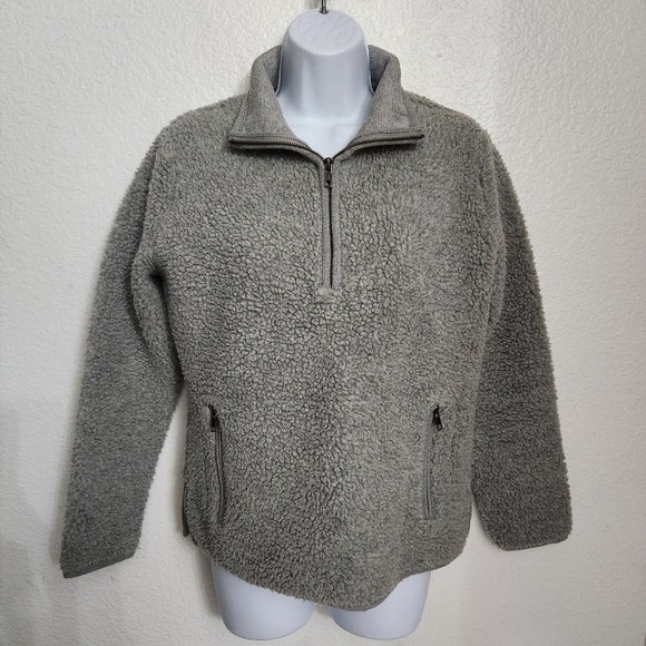 Marine Layer Cozy Gray Sherpa Fleece Pullover Women's Size Medium - Picture 1 of 7